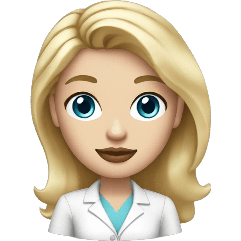 blue-eyed blonde with a white dress shirt and a Starbucks in her hand and an iMac  emoji