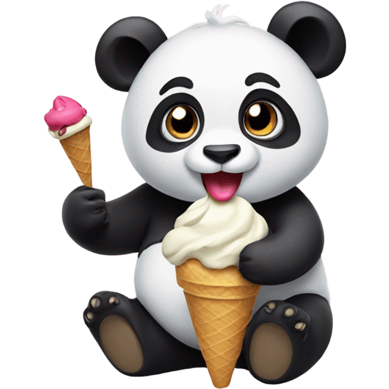 Panda eating ice cream emoji