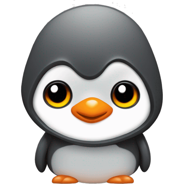 Petit penguin mignon stylized avec un sweat à capuche en dégrader jaune et orange  emoji