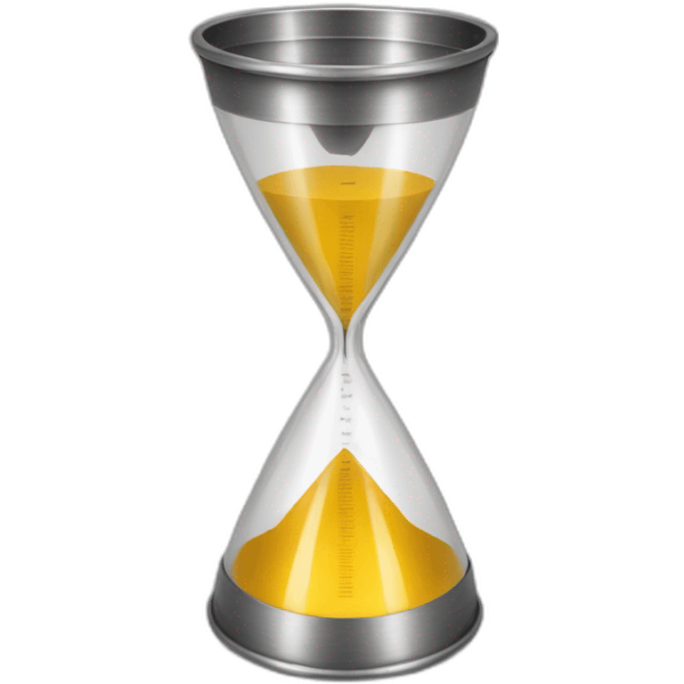 A metal hourglass shaped measuring cup with hallow ends for liquid emoji