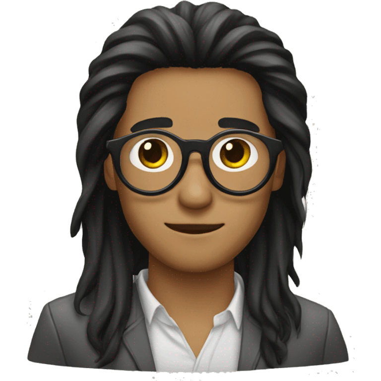 long black hair guy with circle eyewear emoji