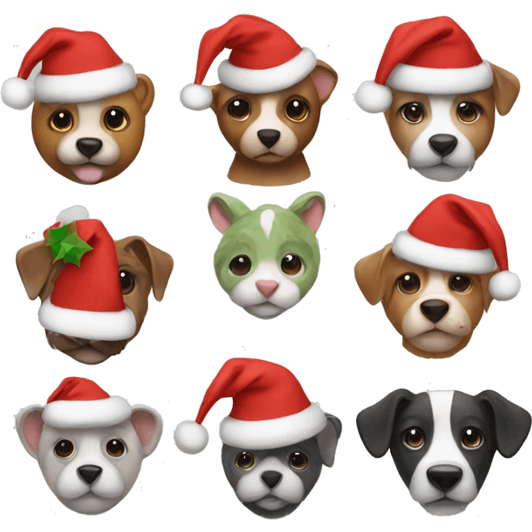 animals wearing christmas hats emoji