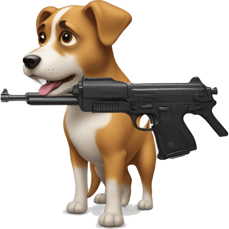 A dog with a gun emoji