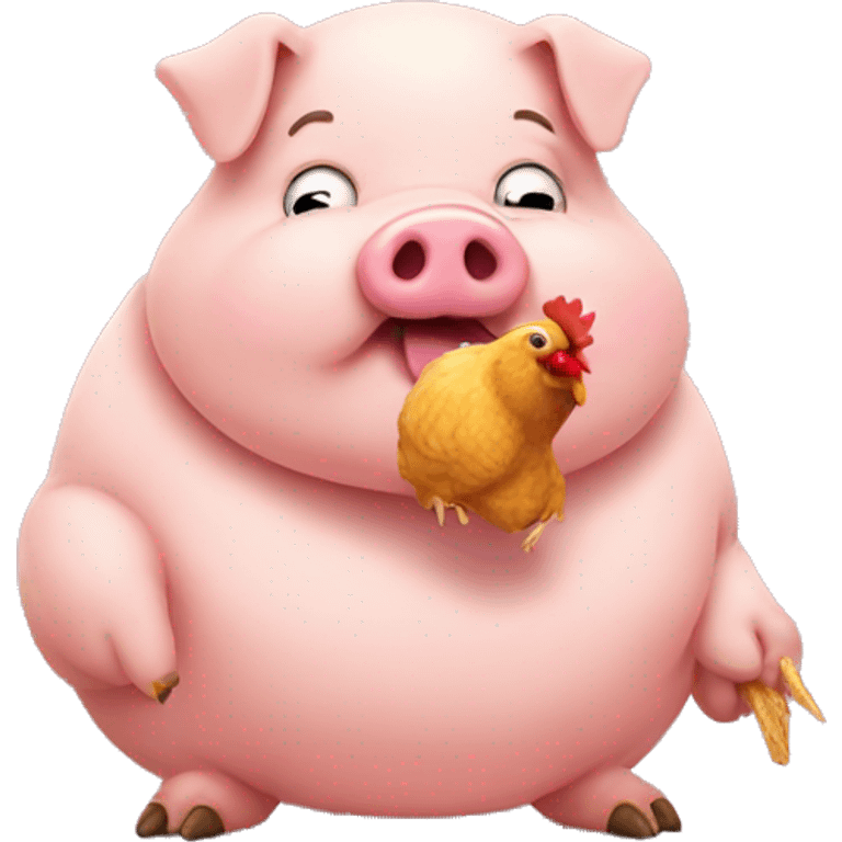 Fat pig eating a chicken  emoji