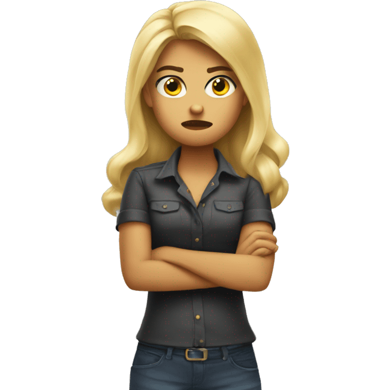 angry arms crossed blonde girl emoji  emoji