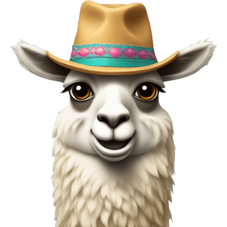 Llama with a hat emoji