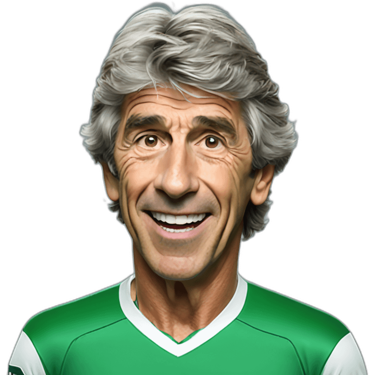 Hiperrealist Manuel pellegrini celebration goal with betis tshirt emoji