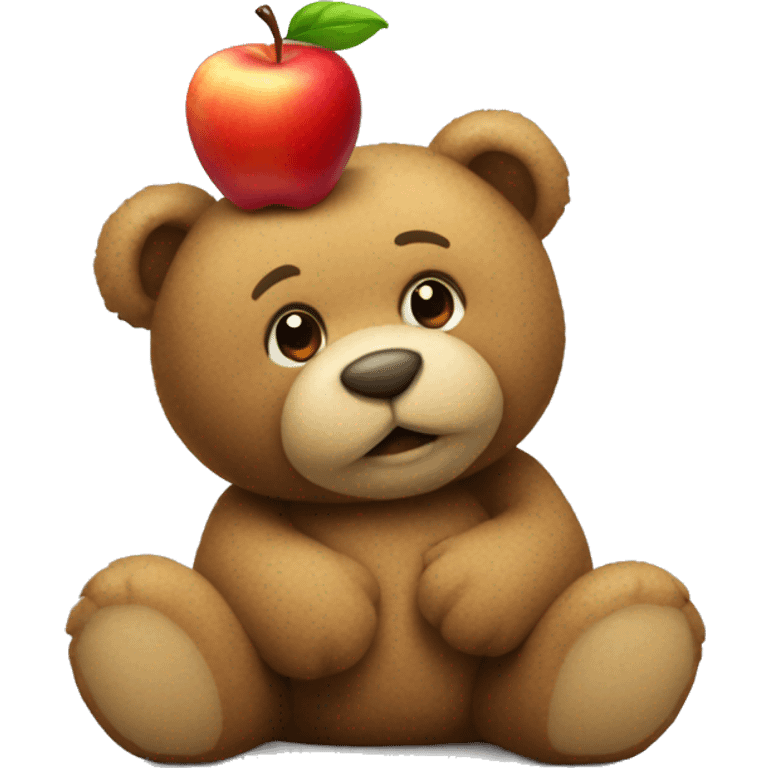 Teddy bear with apple emoji