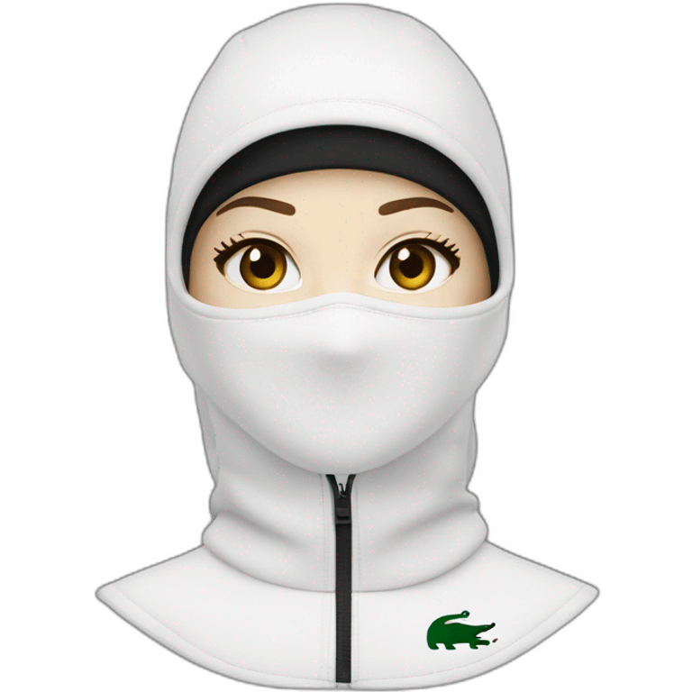 white girl lacoste balaclava black with lacoste emoji