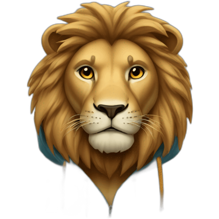 A lion wearing hoddie  emoji