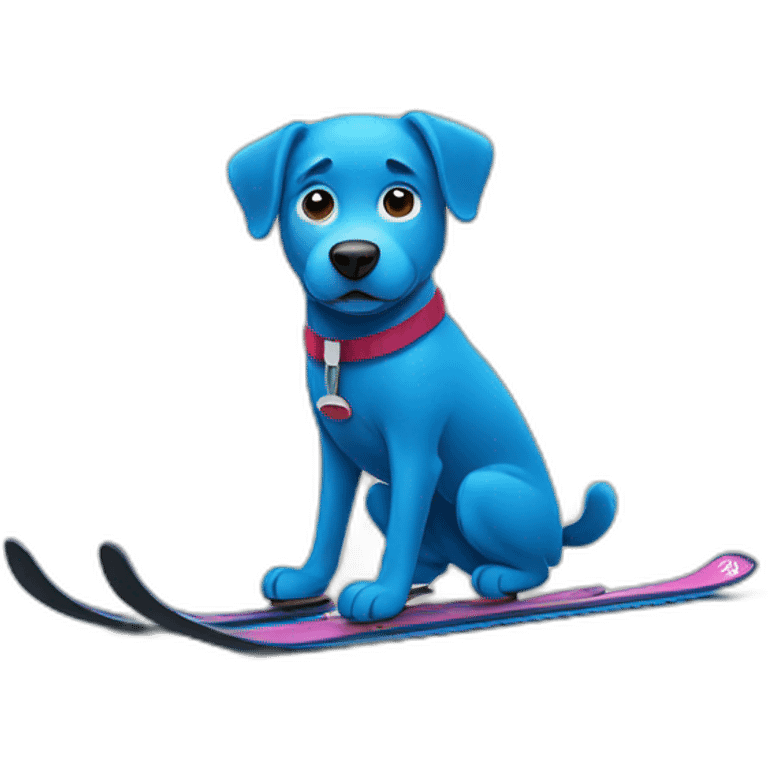 A blue dog skiing emoji