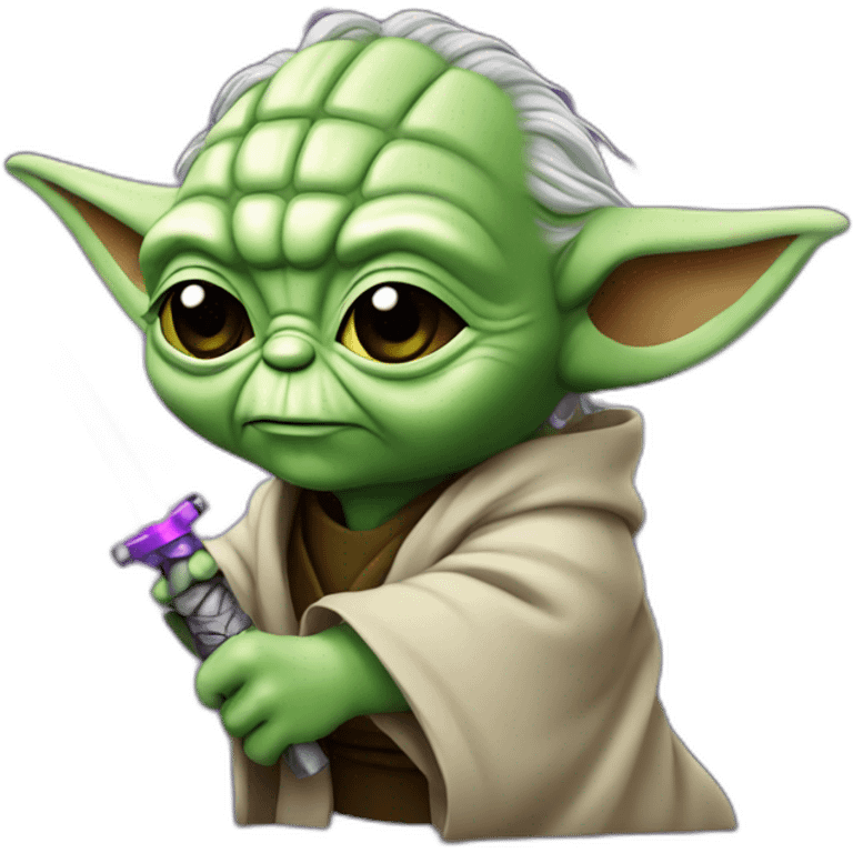 yoda avec un sabre laser violet emoji