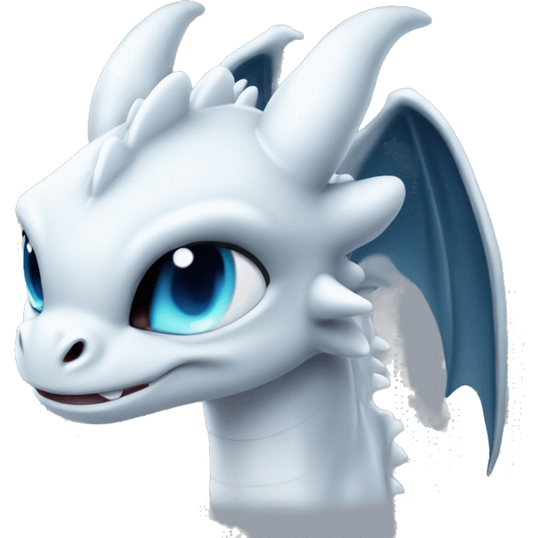 Toothless dragon light fury white with blue eyes  emoji