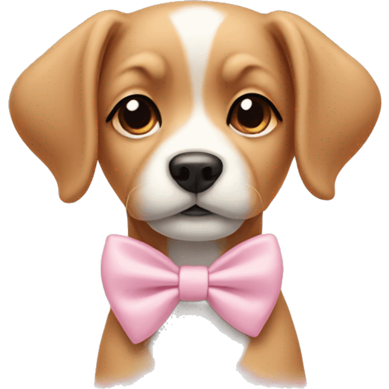 dog wearing a bow pastel pink emoji