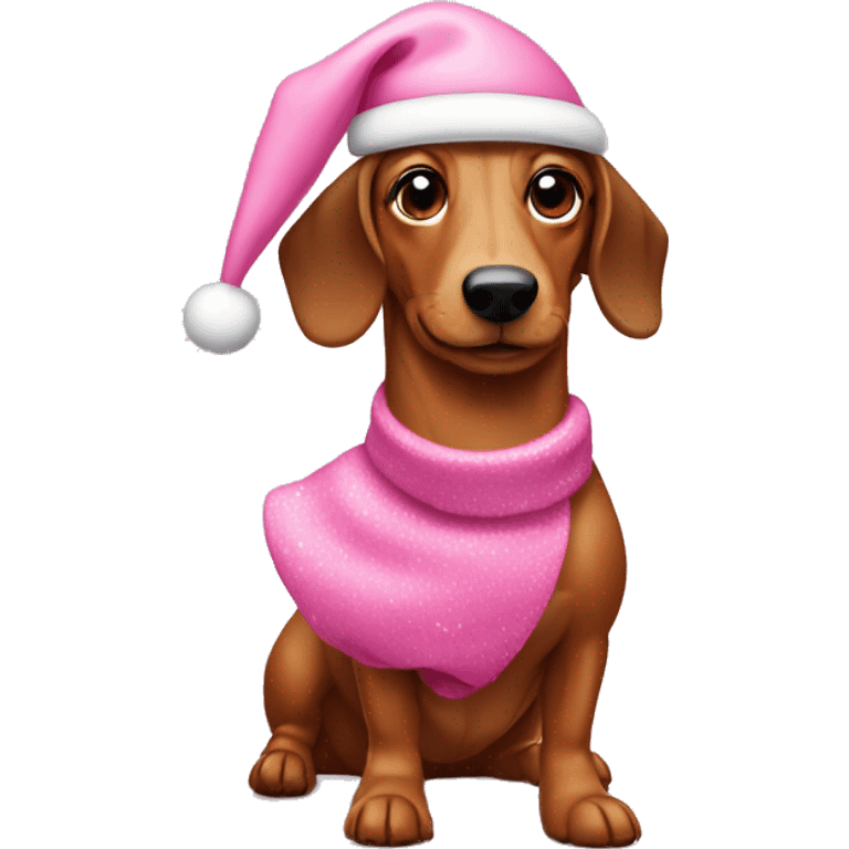 Wiener dog with pink Christmas emoji