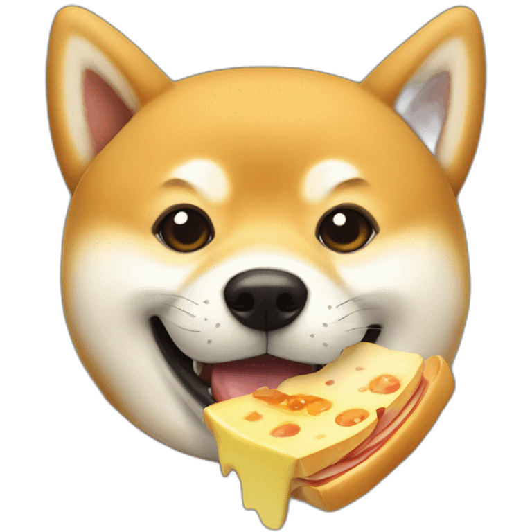 Shiba eating raclette emoji