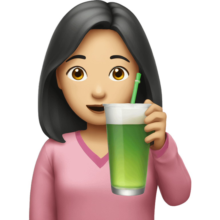 Asian girl drinking emoji