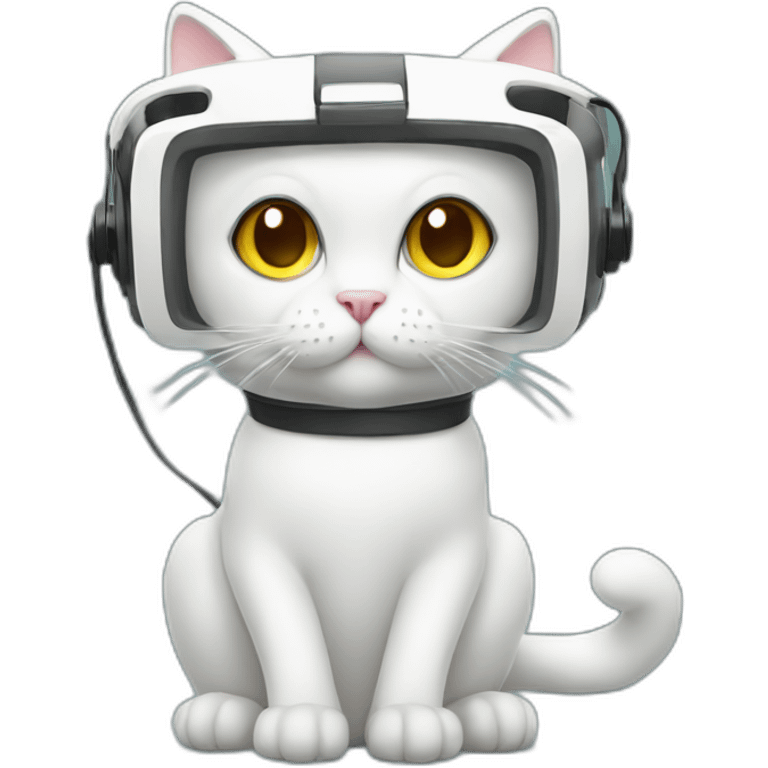 sitting white cat in vr headset christmas emoji