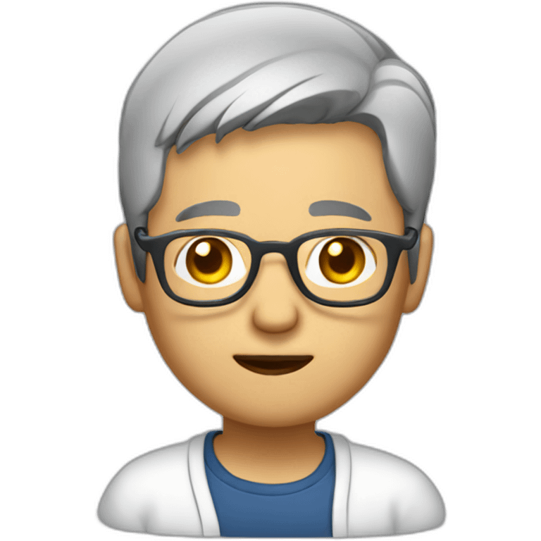 Chinese grey hair wear glasses thumb down emoji