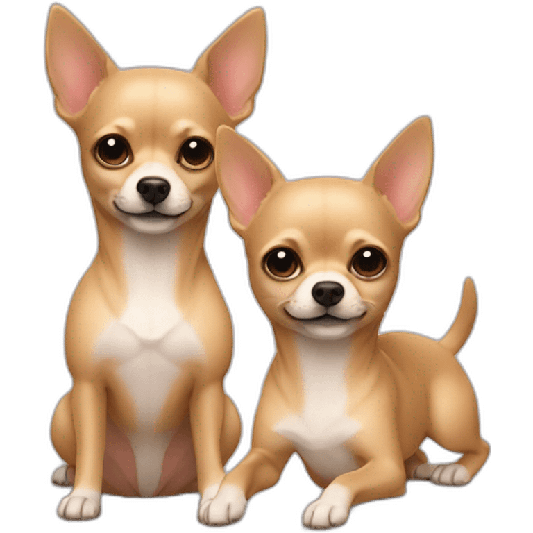 Couple gay avec un chihuahua poils longs couleur sable emoji