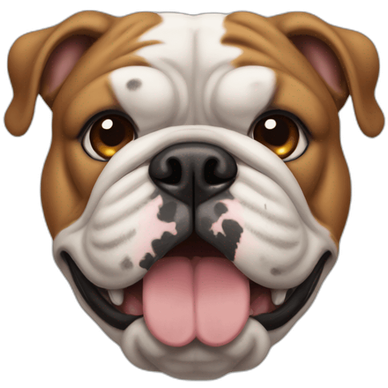 british bulldog with one small brown patch on his head emoji