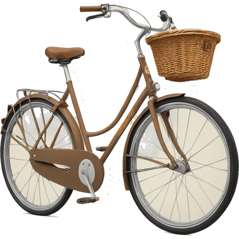 peugeot vintage light brown bike with front basket  emoji