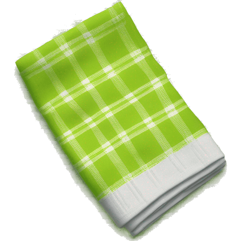 Realistic flat folded chartreuse green,and white plaid kitchen towel. emoji