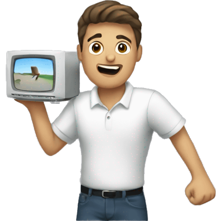 A man throwing TV emoji