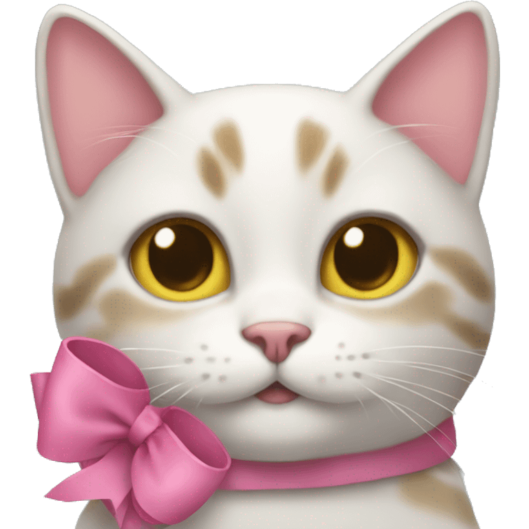 a cat with a pink bow smiling emoji