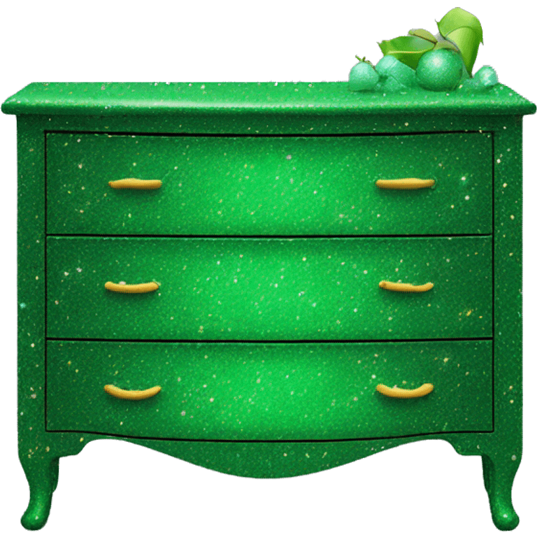 Green glitter decorated dresser emoji