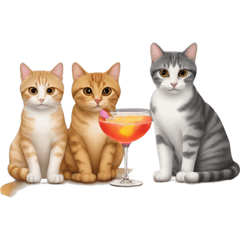 four cats at a cocktail bar emoji