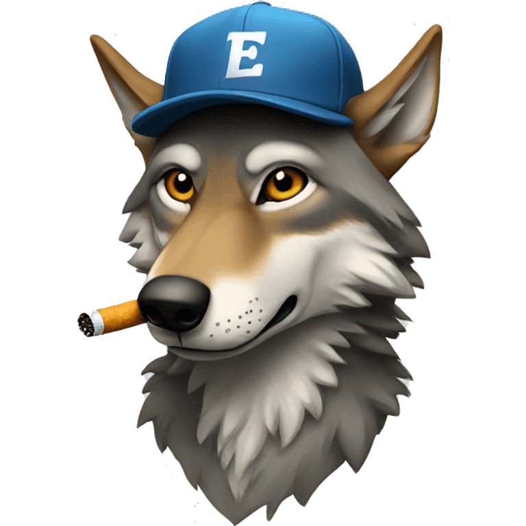 Wolf wearing a cap and smoking a cigarette  emoji