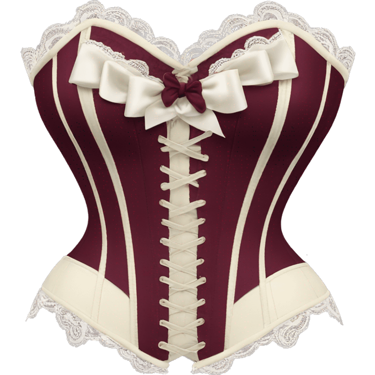 Burgundy ivory corset with lace and bow emoji