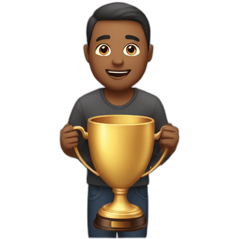 Dad holding father of the year trophy emoji