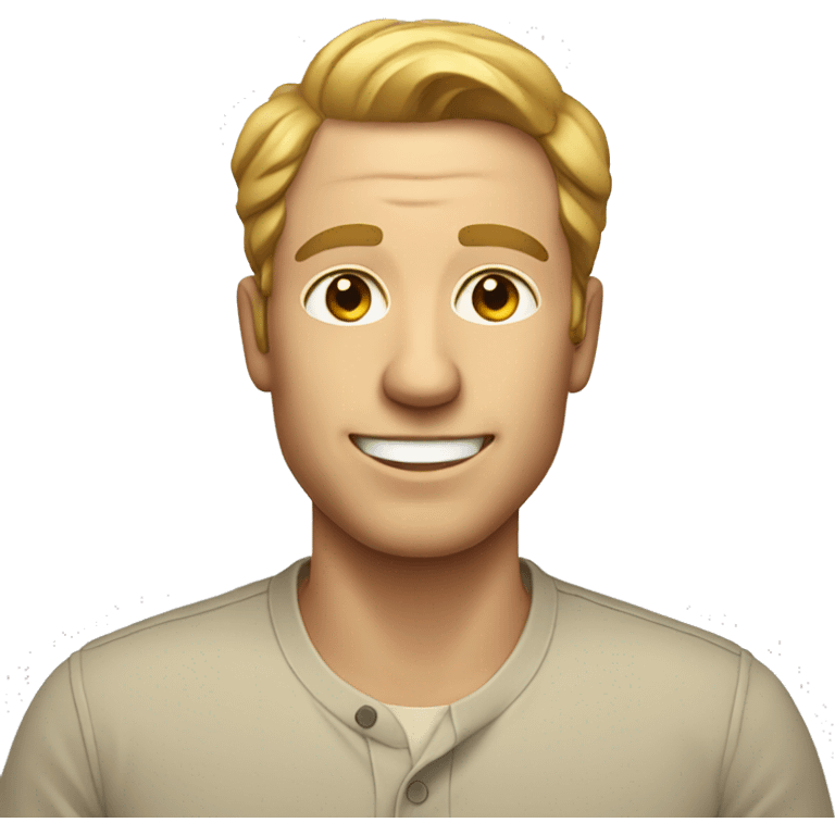 a white man smiling with a shirt on emoji