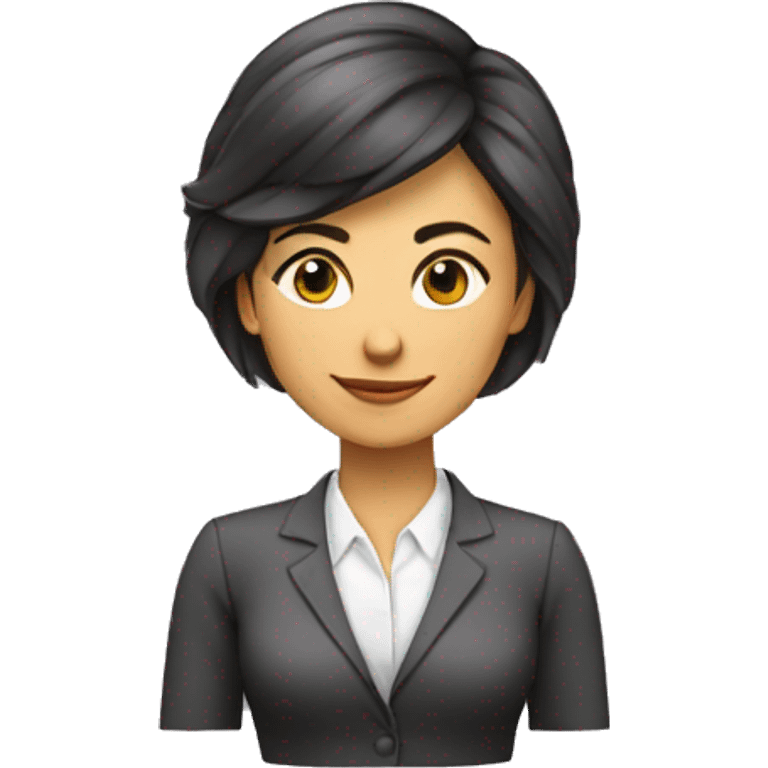 mujer empresaria pelo moreno, suelto y largo emoji