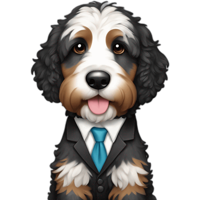 bernedoodle in a suit emoji