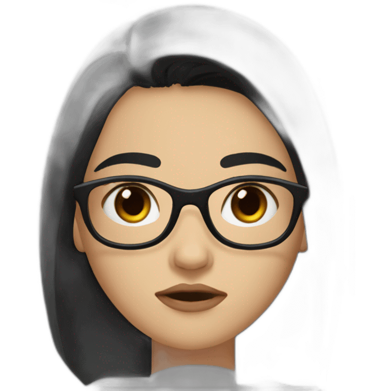 girl-glasses-anger-black straight hair-wirte skins-dark eyes-smal eyes emoji