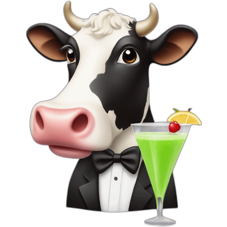 cow wearing a tuxedo sipping a daiquiri emoji