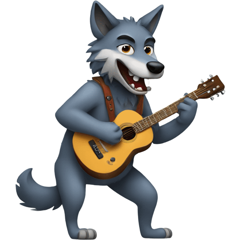 Wolf playing guitar emoji