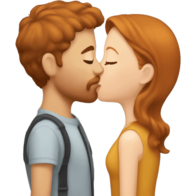 Brown hair girl kissing ginger guy emoji