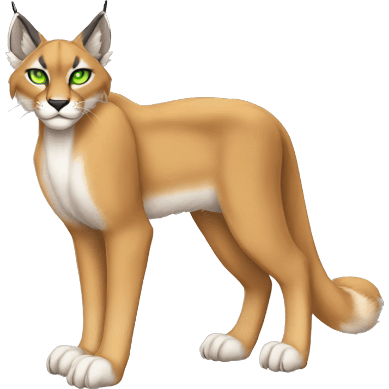 Lynx-Caracal-Fakemon-hybrid with orange points, green eyes brown toes, and short tail, full body emoji