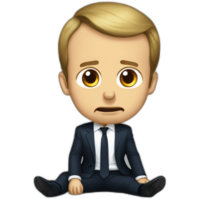 Emmanuel macron crying full body sitting emoji