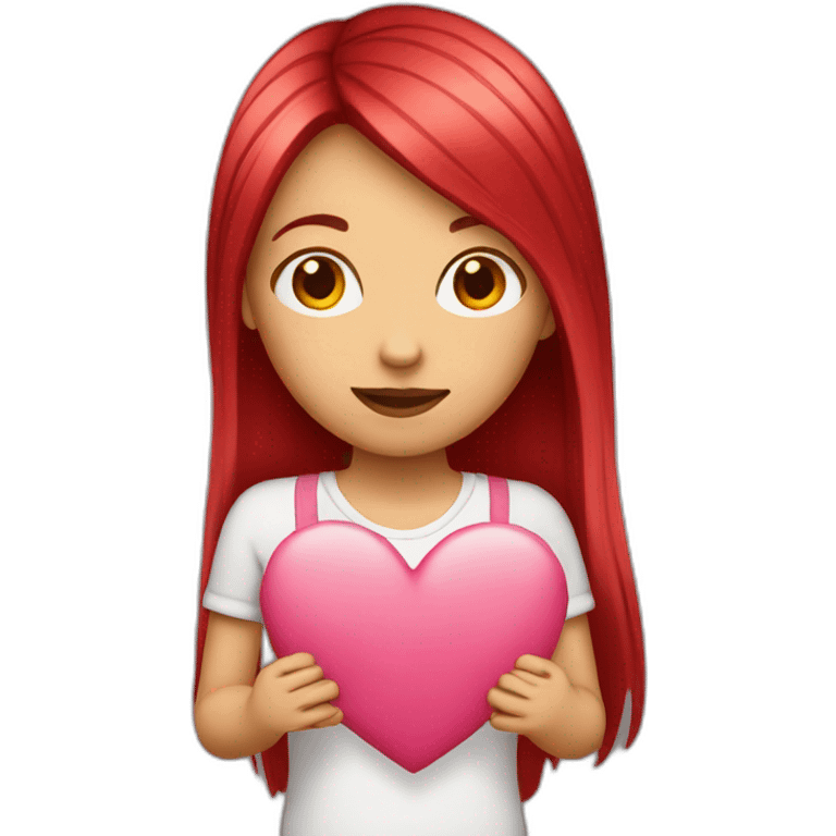 girl-long-straight-rosered-hair-holding-heart emoji