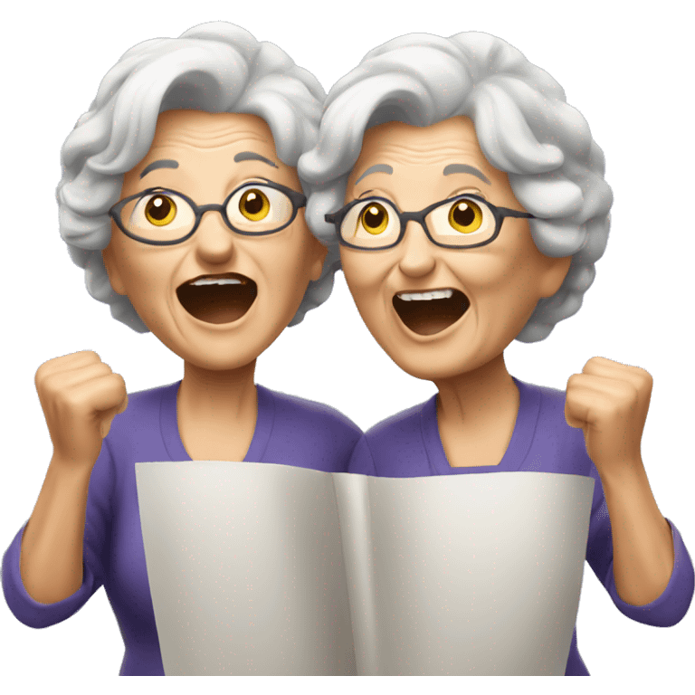 Two old ladies cheering emoji