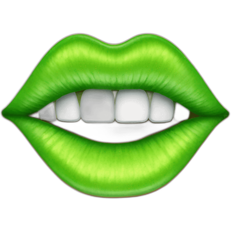 green lips with lime in between teeth emoji