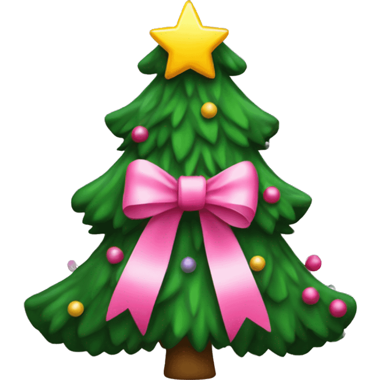 Christmas tree with pink bow  emoji