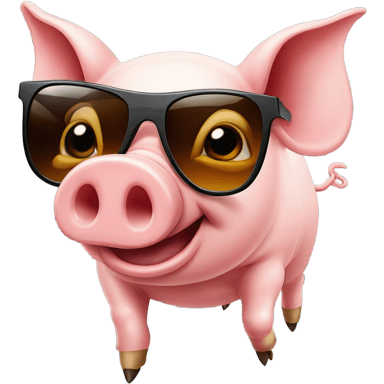 A pig flying with sunglasses about to get barbecue  emoji