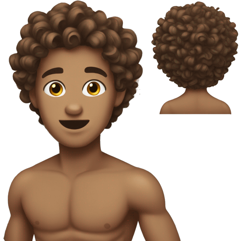 Hot boy with brown curly hair and abs emoji