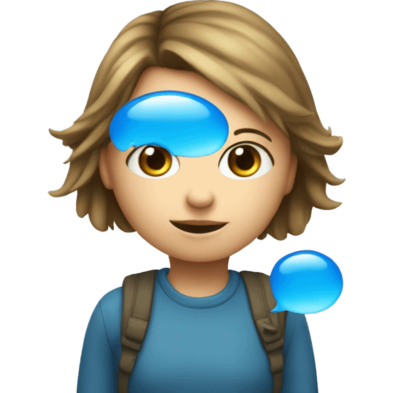 one conversation blue bubble with little girl inside emoji